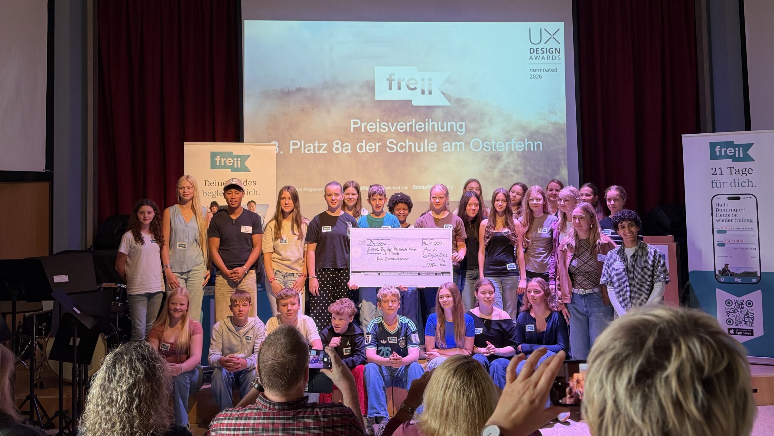 So sehen Sieger aus: Gleich zwei Klassen der Realschule Aurich unter den drei Bestplatzierten im Schulwettbewerb vom Projekt „freii“